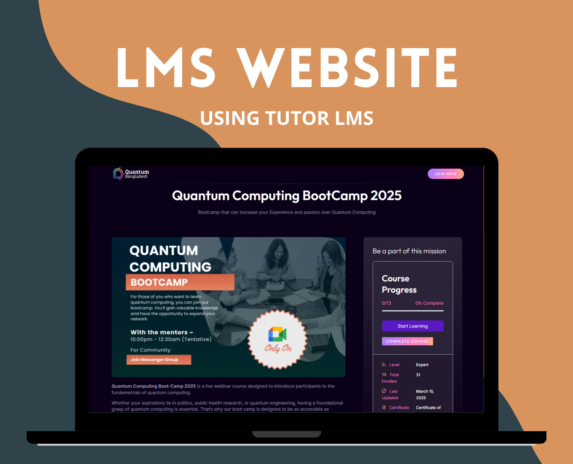 LMS Website Website in Elementor